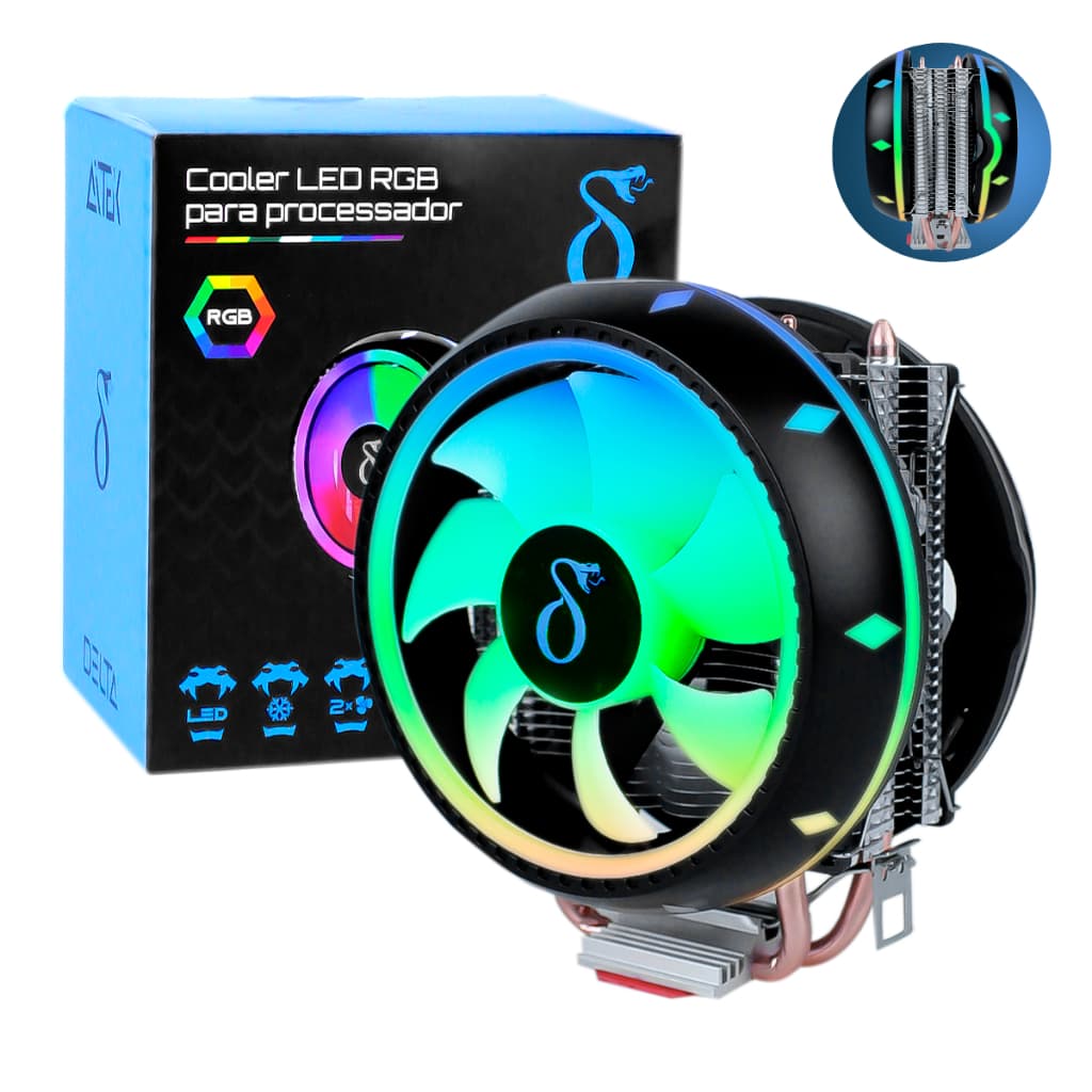 Cooler Fan CPU LED RGB Para Processador Ventoinha Gamer