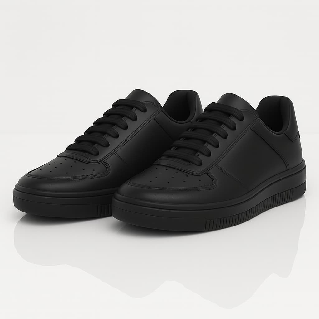 Tenis Force Air Masculino Academia Casual Caminhada Couro Branco Preto Leve Confortável Esportivo