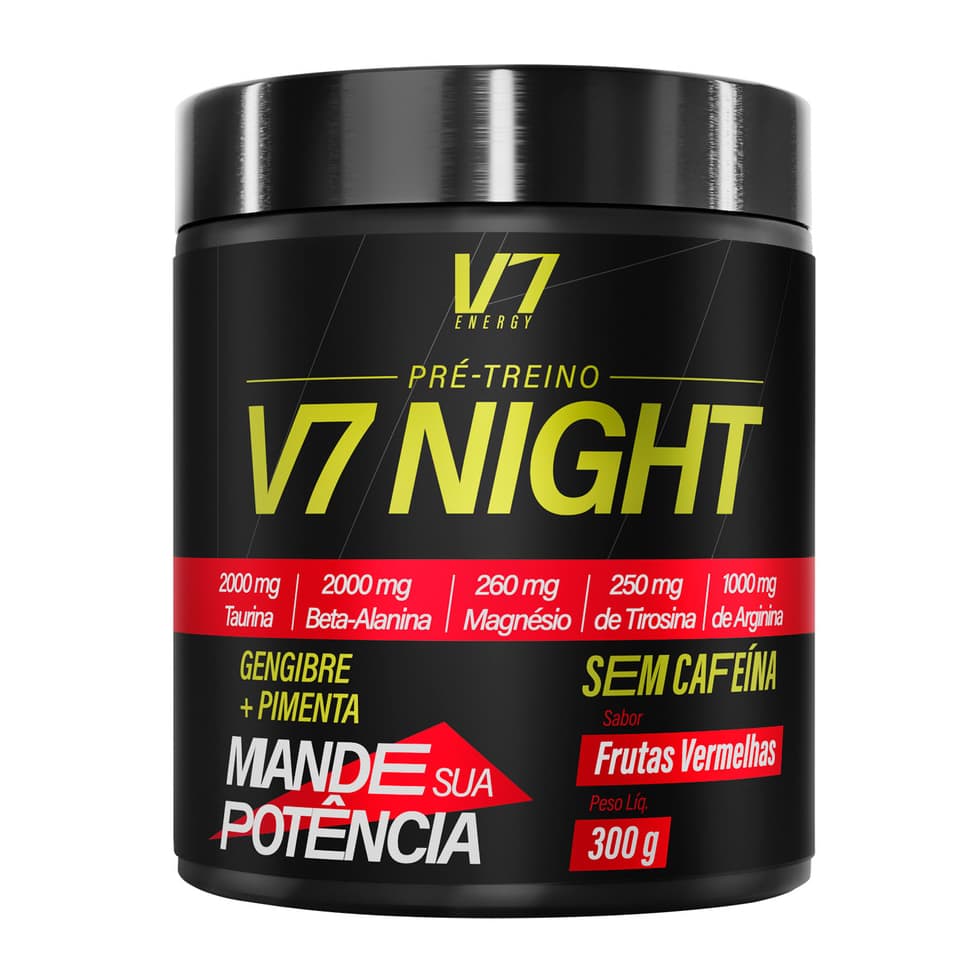 Pré Treino Para Noite V7 NIGHT Frutas Vermelhas 300g 