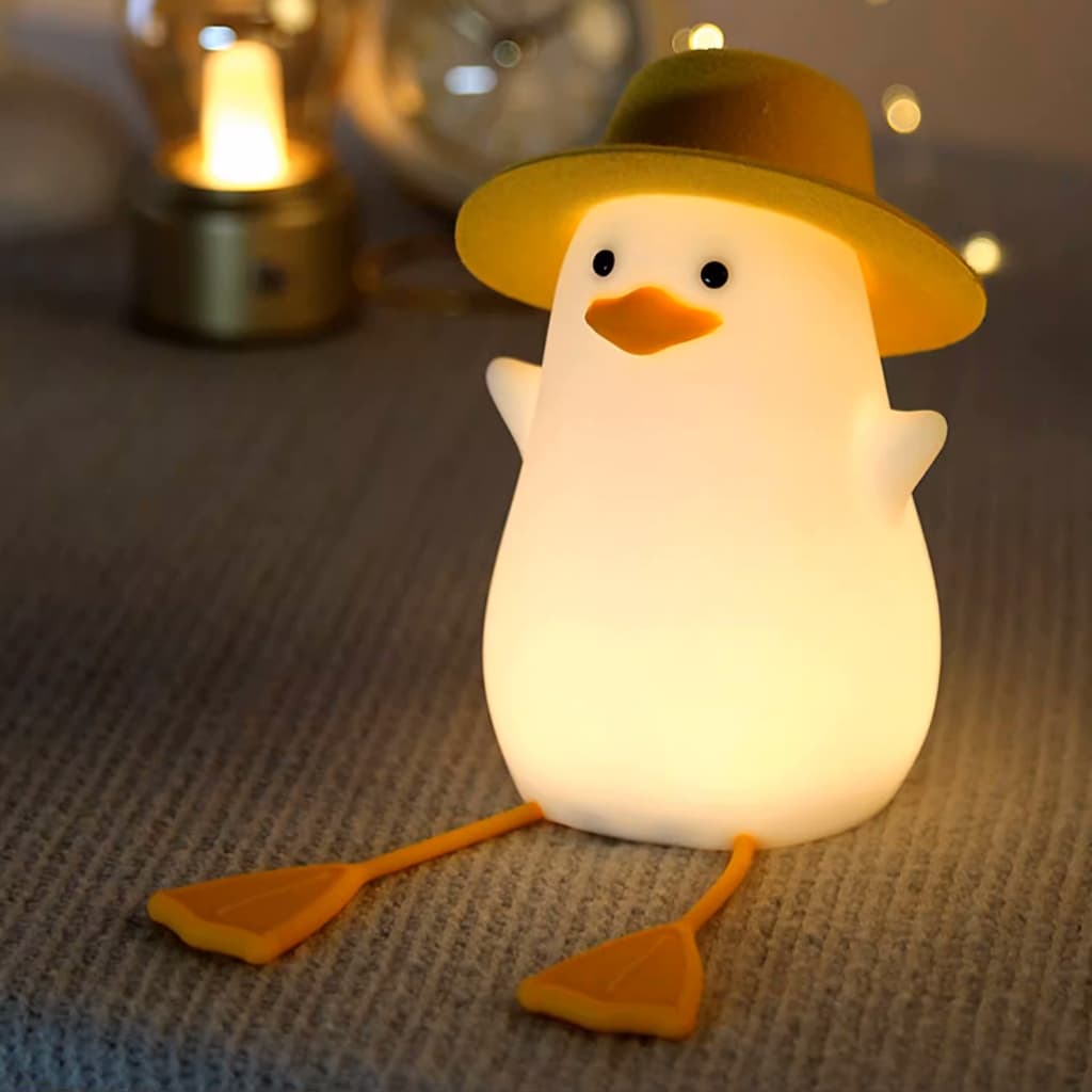 Luminaria Abajur Patinho Led colorido Silicone Touch Recarregavel para Criança e Decorações