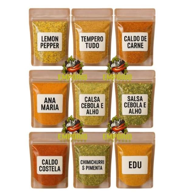 Monte Seu Kit de Temperos e Condimentos – 100g Cada (Exceto Orégano 30g) | Escolha os Sabores | Culinária Natural