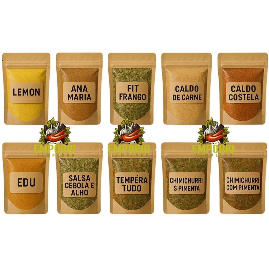 Super Kit 10 Temperos 100g( 1KG DE TEMPERO )– Alta Qualidade + Preço Imbatível