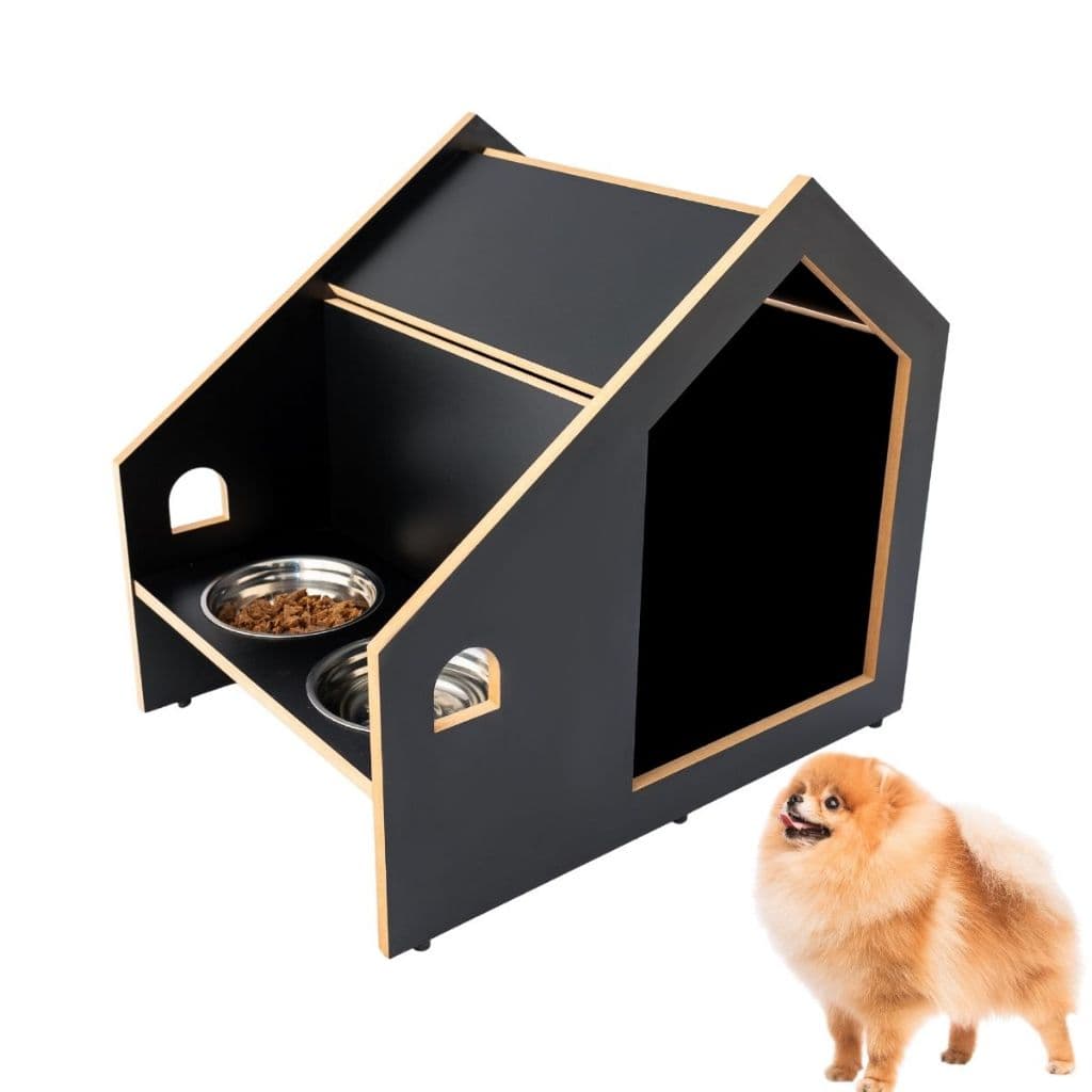 Casinha de Cachorros C Comedouro Duplo Premium Mobilia Casa