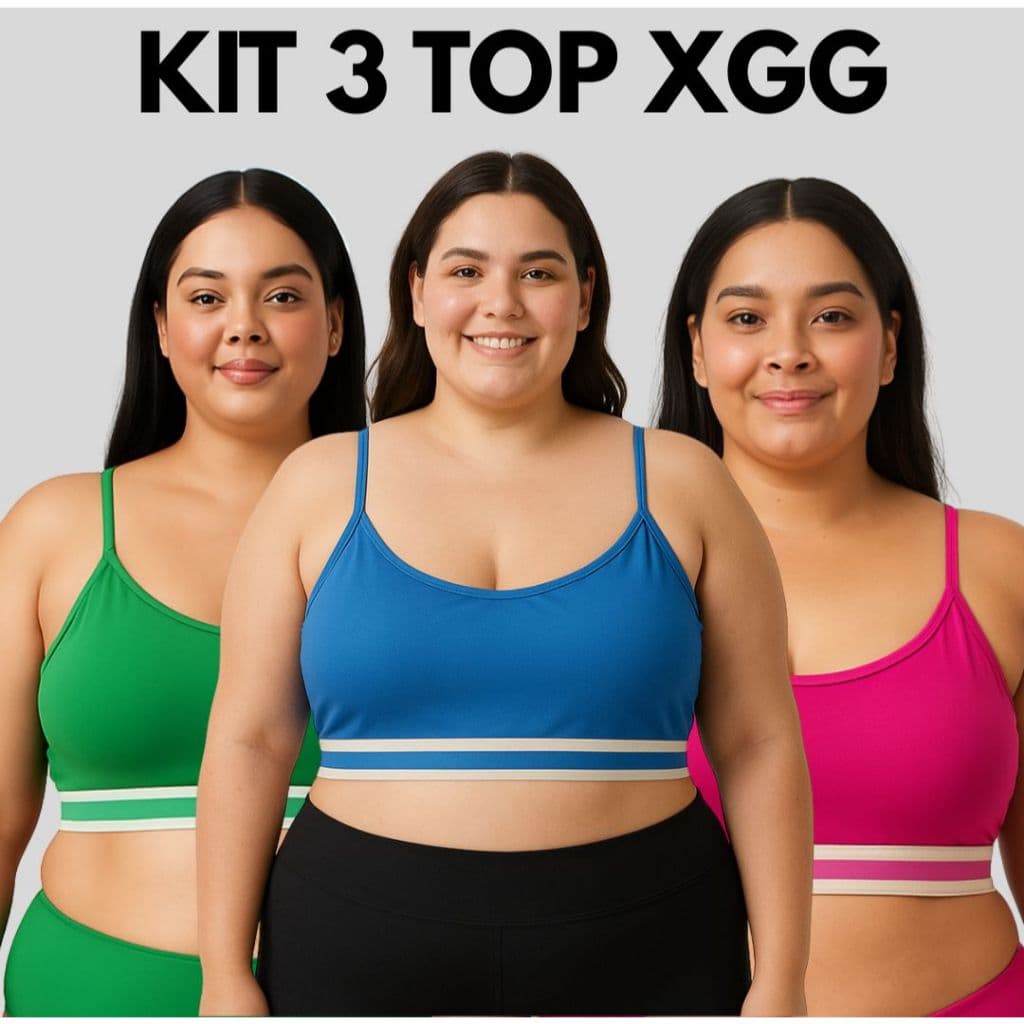 Kit 3 Top Fitness Feminino Plus Size XGG Roupas Femininas Forrado Academia Sem Bojo