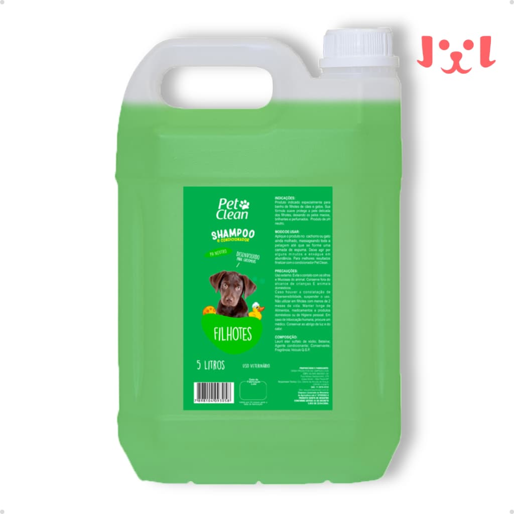 Shampoo e Condicionador Pet Shop para Cachorro e Gato Pet Clean Filhotes - Galão 5L
