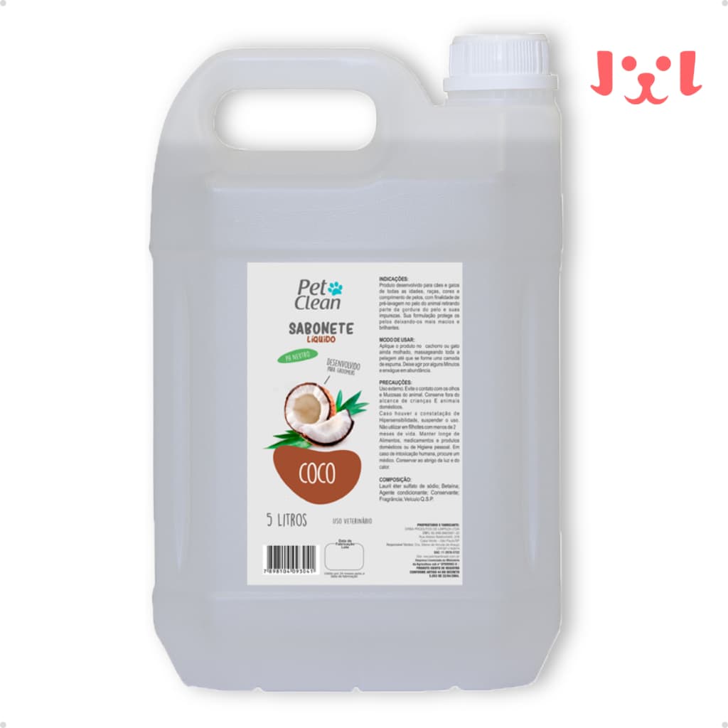 Shampoo e Condicionador Pet Shop para Cachorro e Gato Pet Clean Coco - Galão 5L