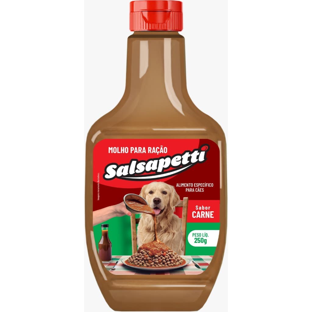Molho para Ração de Cachorro Sabor Carne 250g Cremoso Salsapetti Sachê para Cachorro Molho para Ração Pet