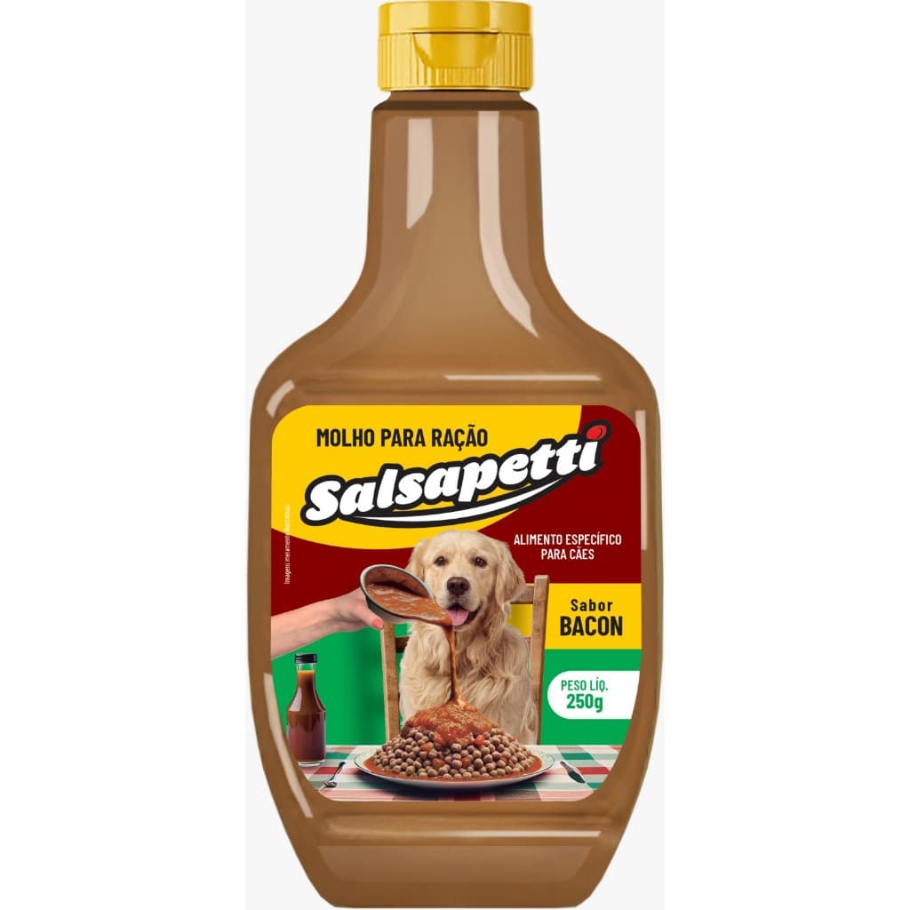 Molho para Ração de Cachorro Sabor Bacon 250g Cremoso Salsapetti Sachê para Cachorro Molho para Ração Pet