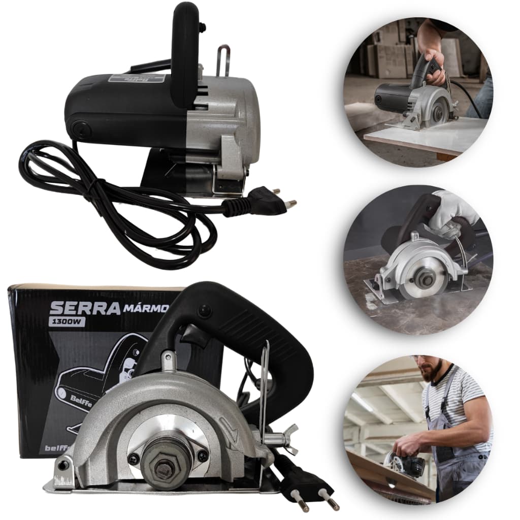 Serra Mármore Elétrica Profissional E Robusto 127V 1300W Madeira Piso Granito Cerâmica Disco Corte Belffe