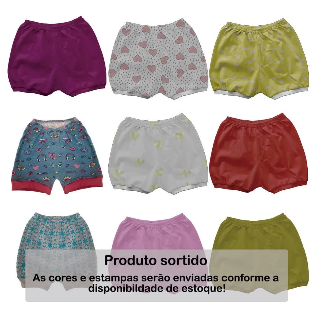 Kit 20 Shorts Bebe Tampa Fralda Sortidos Em Algodão