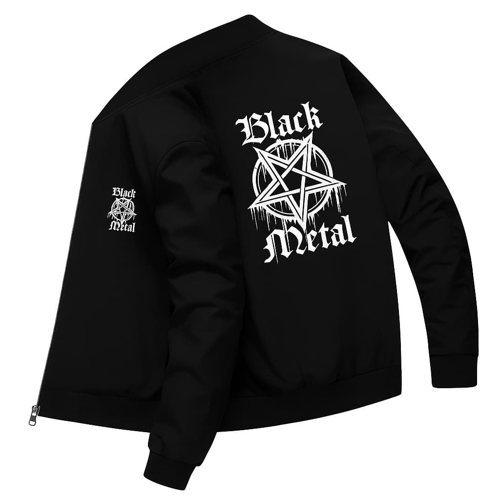 Jaqueta Bomber Masculina Rock Black Metal Pentagrama Gótica Estilosa Exclusiva
