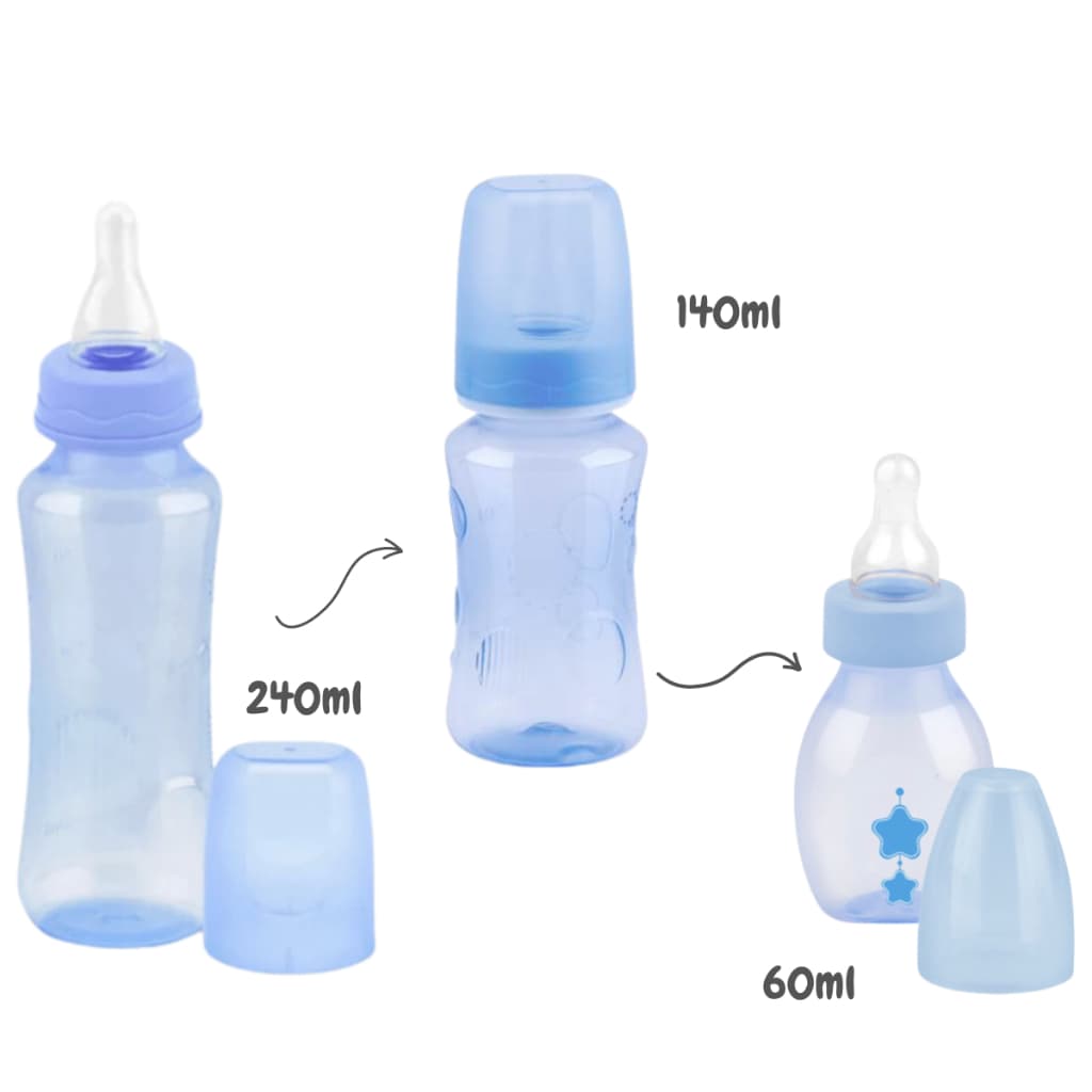Kit 3 Mamadeiras Para Bebê 240ml 140ml 60ml
