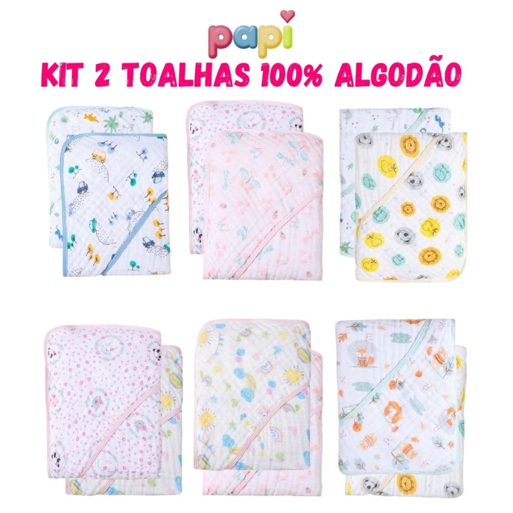 Kit 2 Toalha de Banho Bebê Soft Fralda com Capuz Recem-nascido 100%algodão Menina Menino