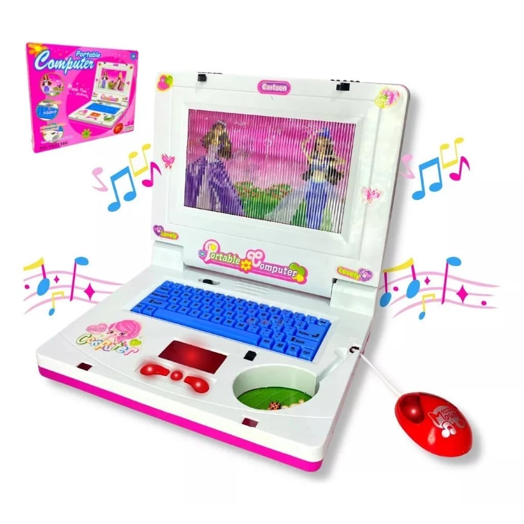 Notebook De Brinquedo Laptop Infantil Musical Com Luz Educativo + Adesivos Crianças
