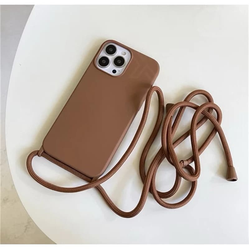 CAPA COM CORDÃO AVELUDADA POR DENTRO CAPINHA PARA CELULAR BASICA DE LUXO MARROM PARA IPHONE 11/12/13/14/15/16