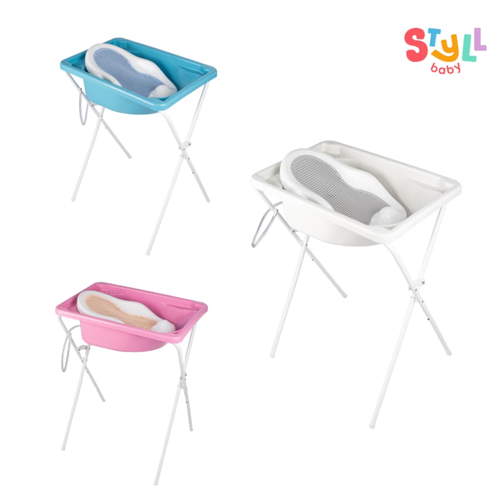 Kit banho - Banheira 34L com suporte alto + rede redutor de banheira - Styll baby