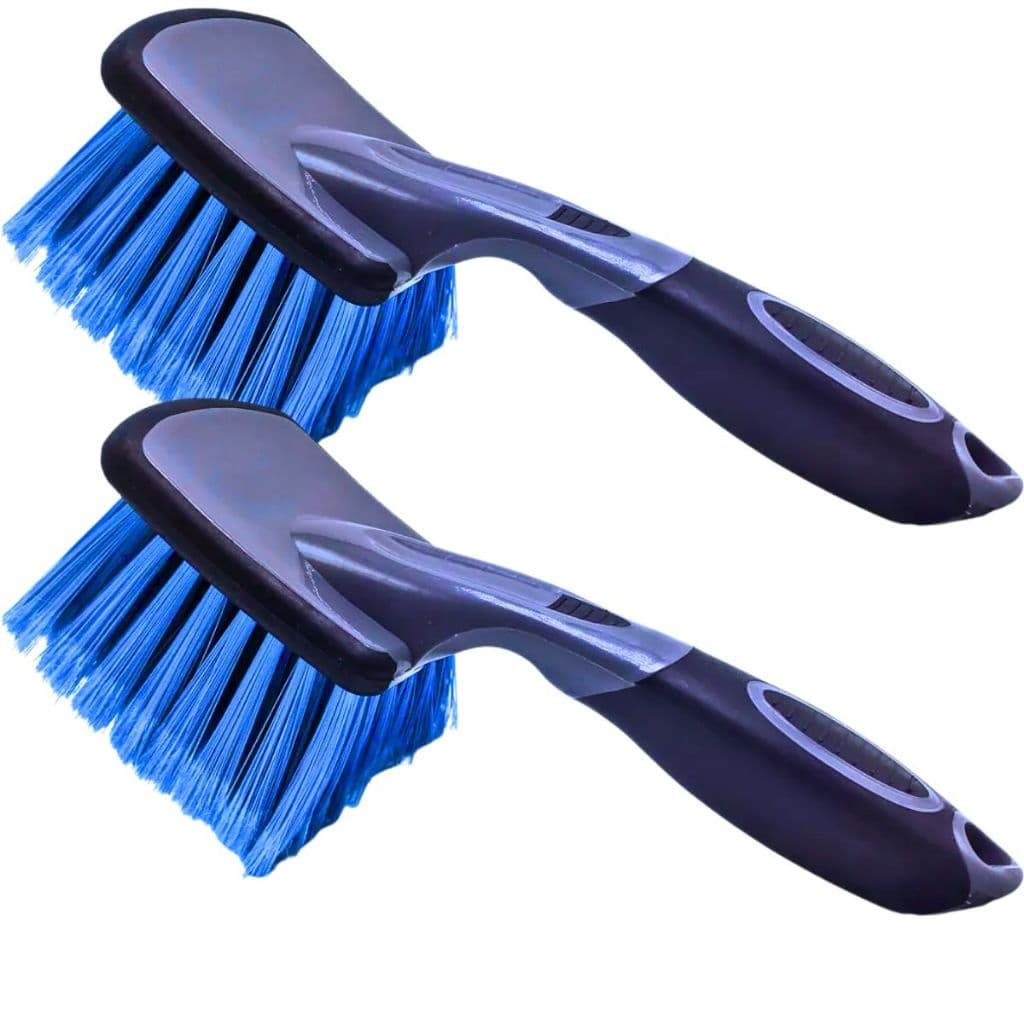 Kit 2 Escova Caixa de Rodas Curta Média Cerdas Resistente Automotiva Limpeza Pesada Carro Caminhão