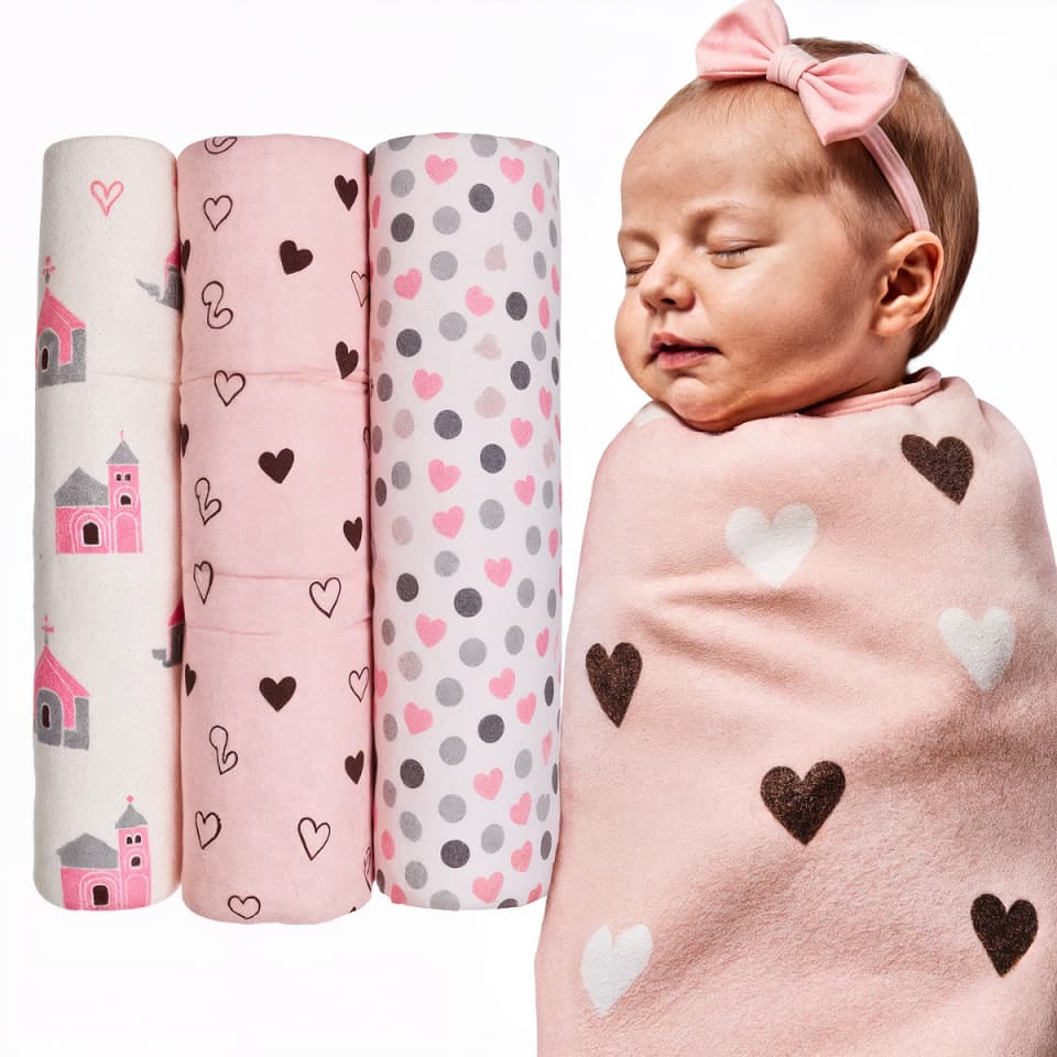 Kit 3 Cueiros de bebê Estampado Flanelado enxoval Recém Nascido 80cm x 60cm