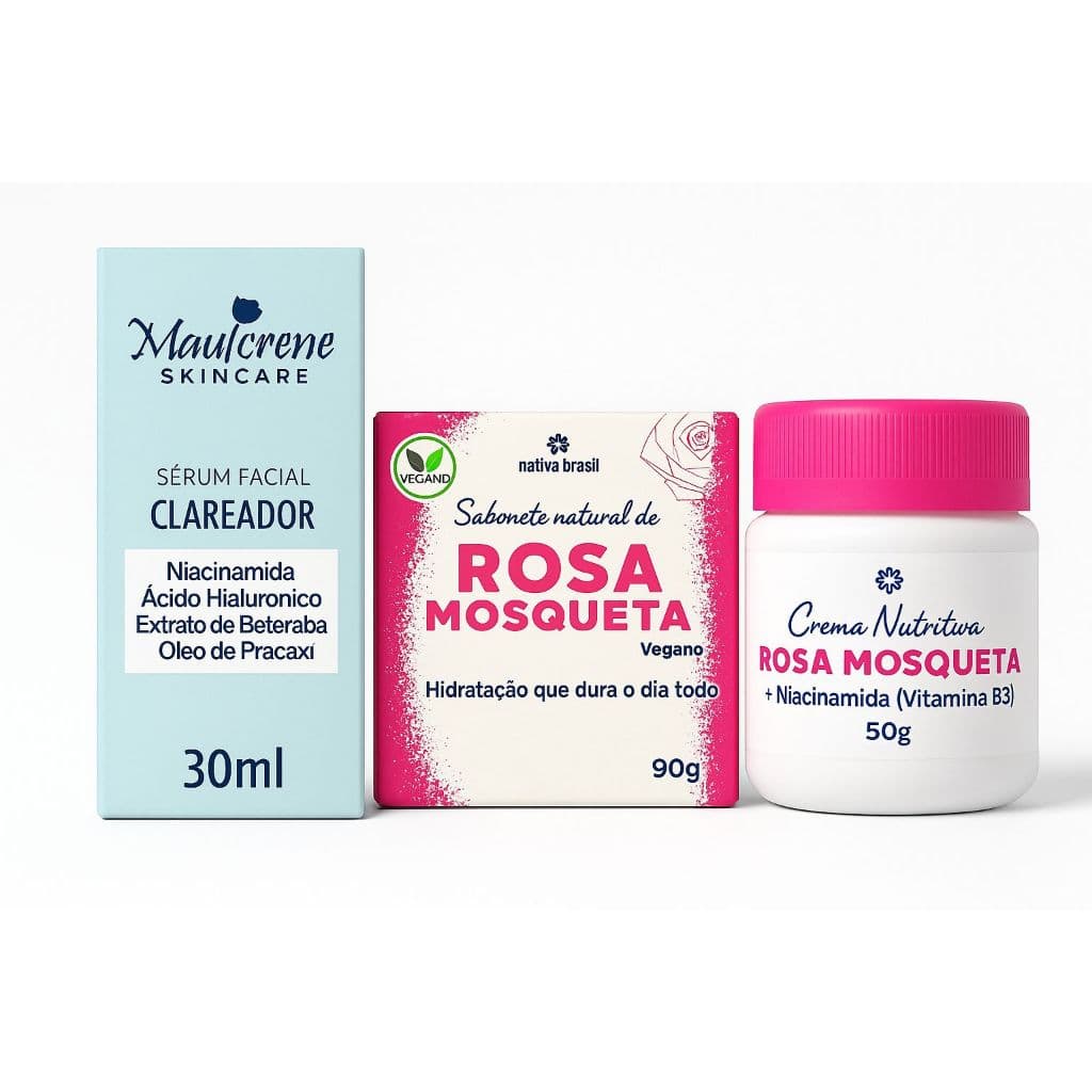 Kit Rejuvenescedor Facial Anti-Idade - Sérum + Creme + Sabonete Anti Sinais e Rugas
