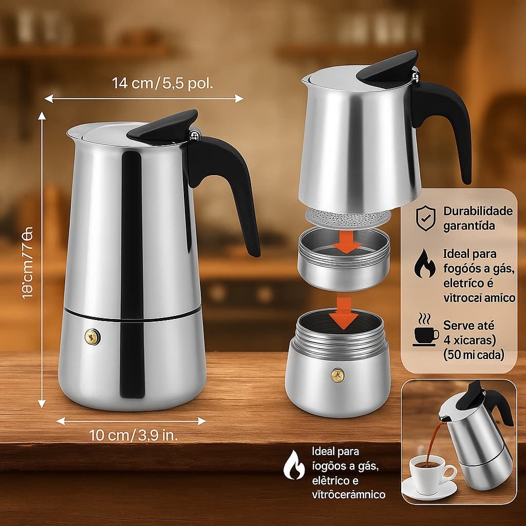 Maquina de Café Cafeteira Italiana 4 e 6  Xicaras Expresso