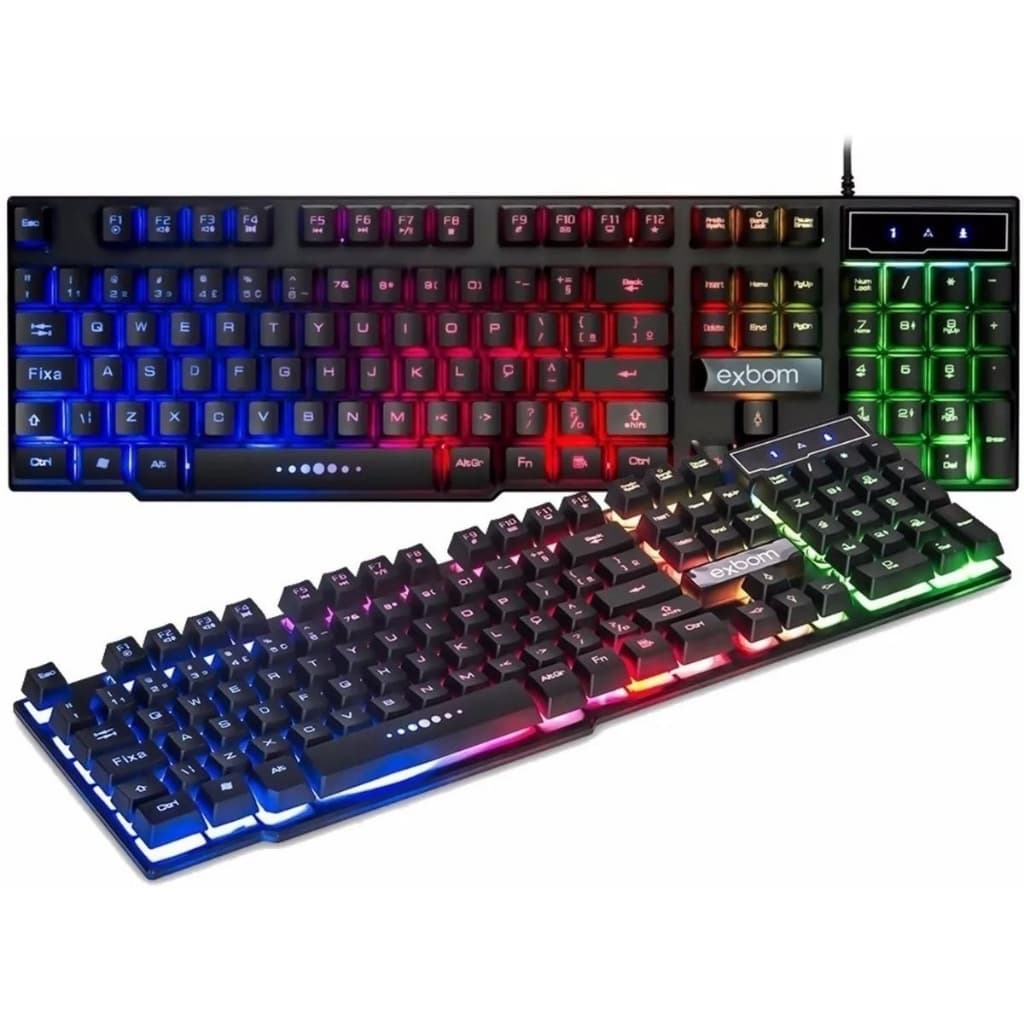 Teclado Exbom Rgb Gamer Semi Mecânico Led Profissional Ps4 Abnt2 BK-151C