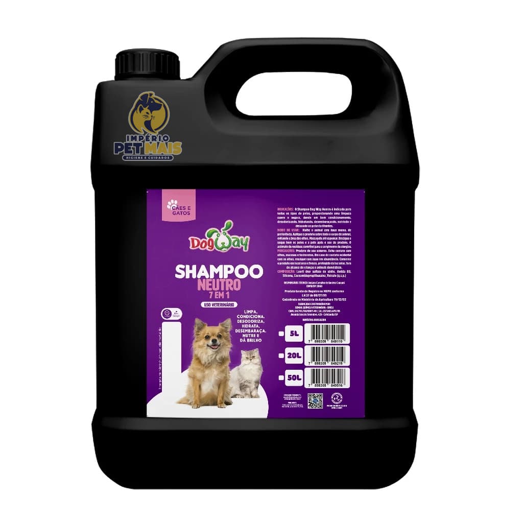 Shampoo Neutro 7em1 para Caes e Gatos Banho e Tosa Genial Pet 5L