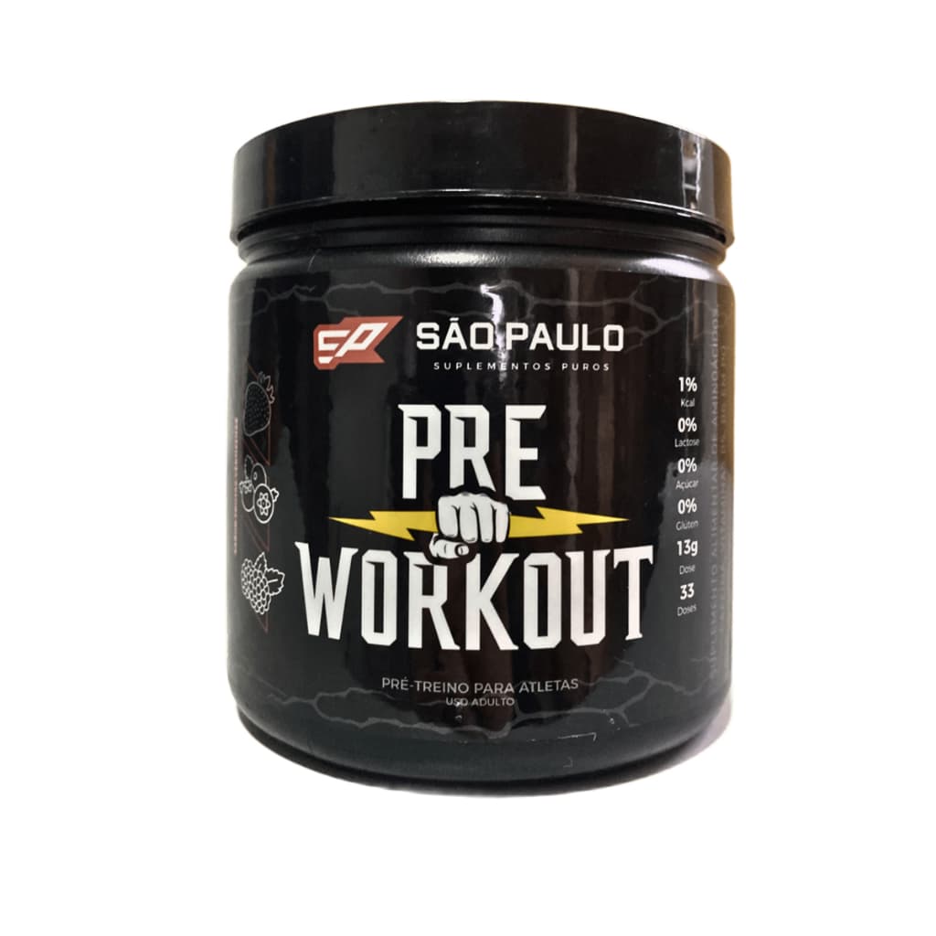 Pré Treino São Paulo 200mg de Cafeína 33 Doses - Sabor Frutas Vermelhas