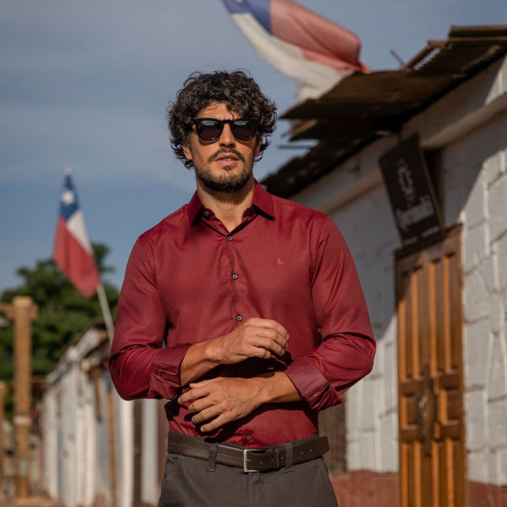 Camisa Social Masculina Slim Manga longa Sem Bolso Passa Fácil