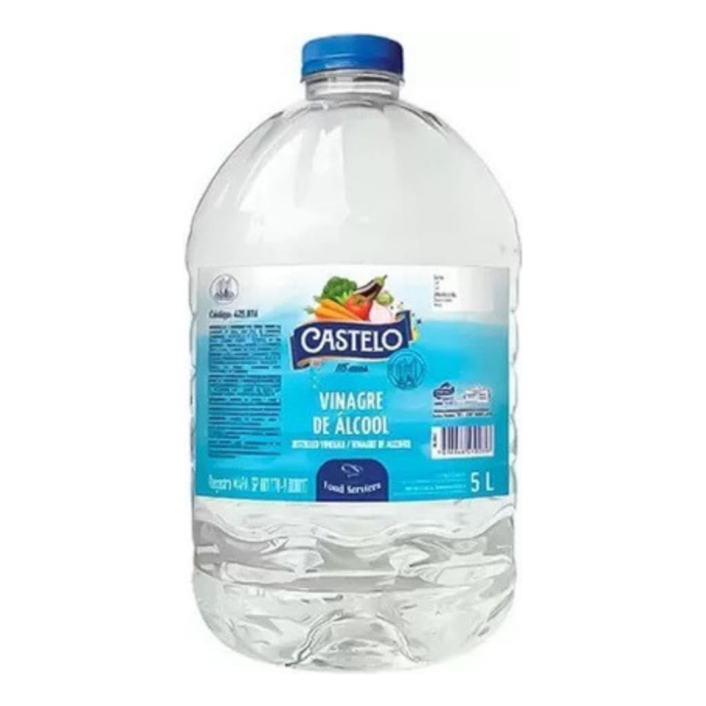 Vinagre de Álcool Castelo 4% Acidez 5L Limpeza e Cozinha