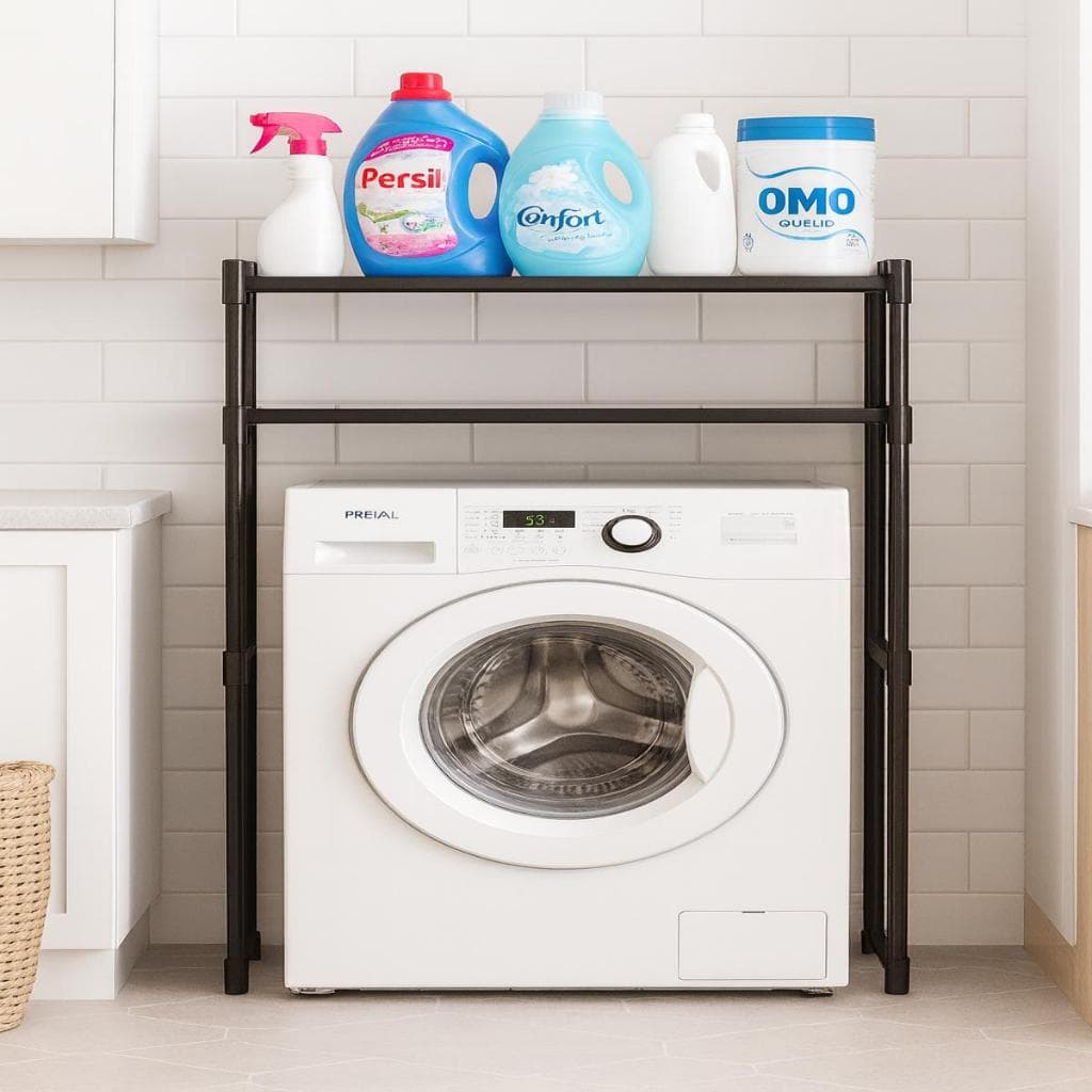 Estante Organizador Multiuso 2 Prateleiras Lavanderia Banheiro Plastico Metal
