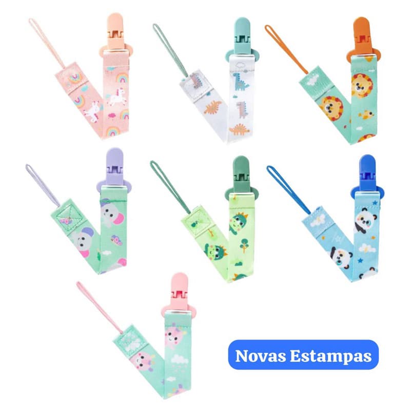 Prendedor de Chupeta Lançamento - Buba Zoo, Lindos e Delicados, Unicórnio, Dino, Dinossauro