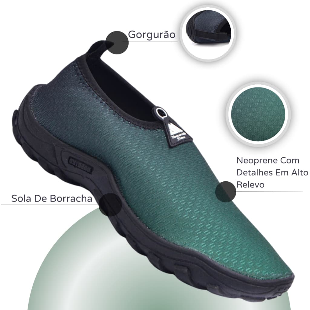 Sapatilha Hibrida Tenis Aquatico Neoprene Auto Relevo Praia Pesca Atividades Fisicas Trilha Rios