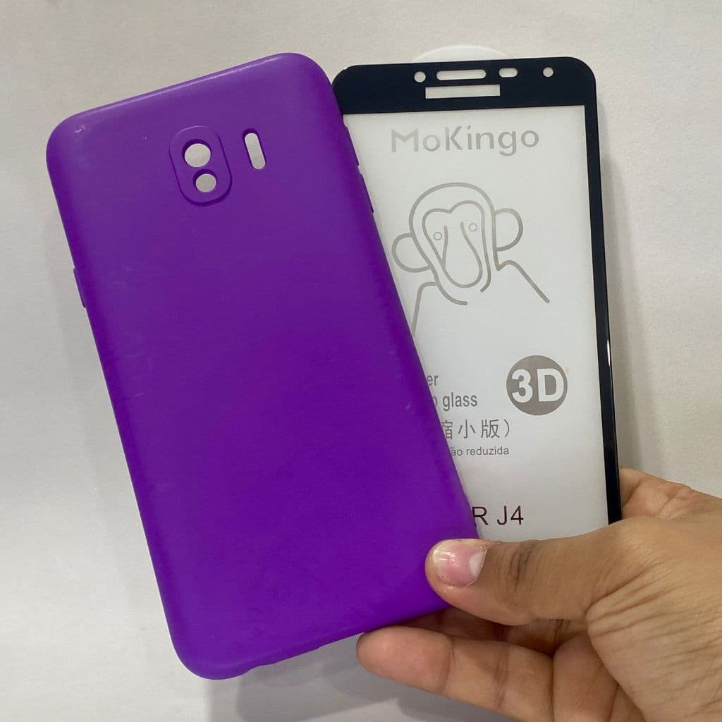 Capa J4 + Película 3D Kit Samsung Capinha Camera Fechada Case Protetora Celular Silicone