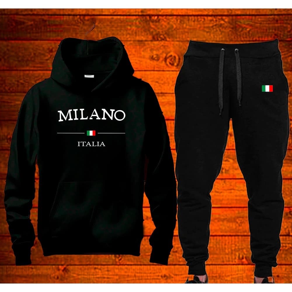 CONJUNTO MOLETOM MASCULINO MOLETOM CANGURU E CALCA - ESTAMPA MILANO