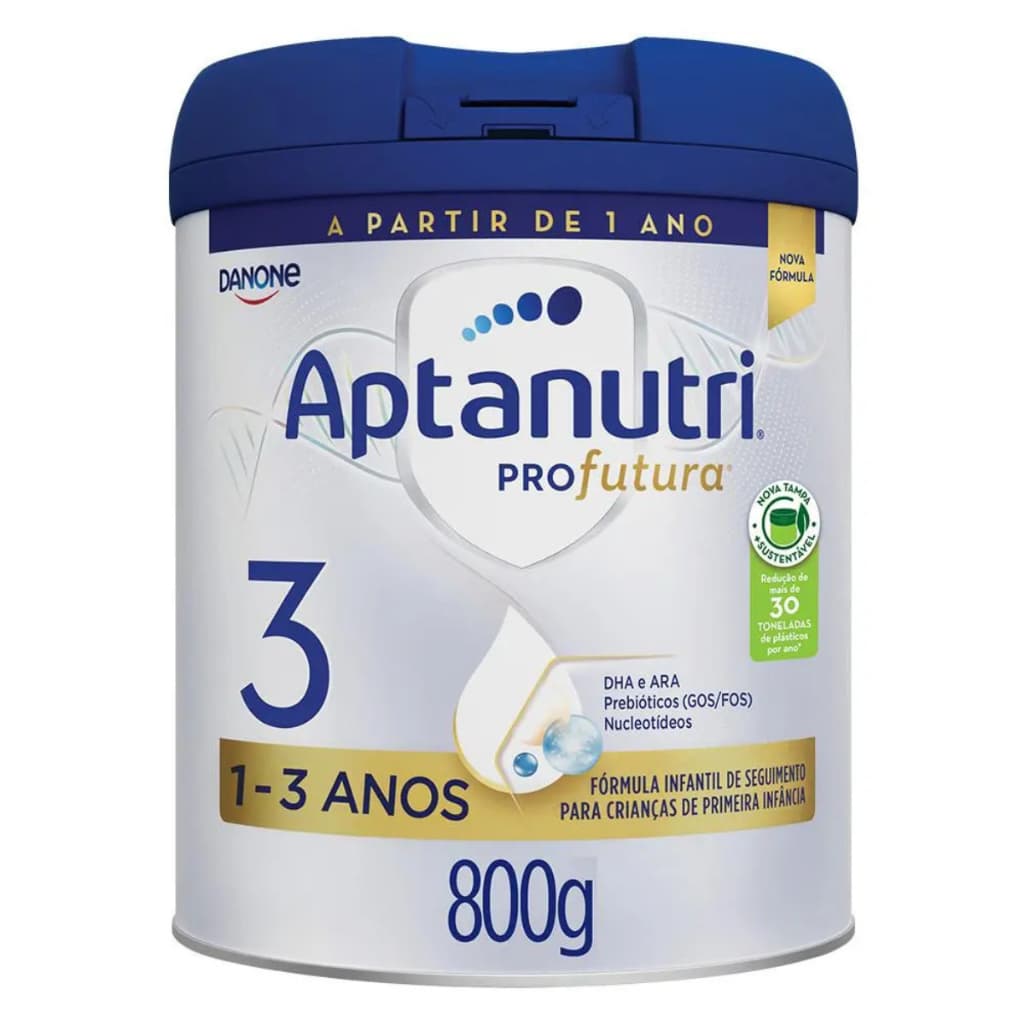 Leite Aptanutri Profutura 3 Danone 800g Com DHA ARA Prebiótico Fórm Infantil Crianças De 1 a 3 Anos