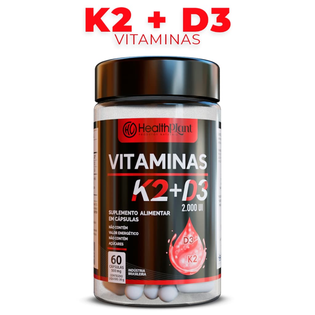 Vitamina K2 + Vitamina D3 em Cápsulas 100% Original | Suplemento alimentar com 500mg