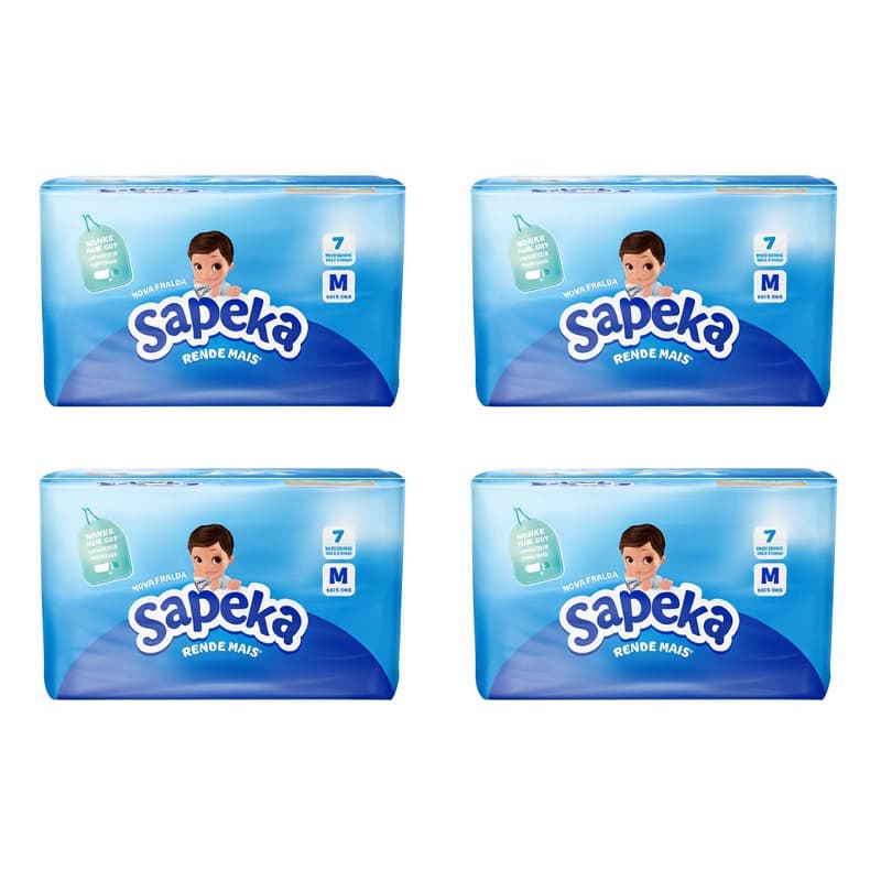 Fralda Sapeka tamanho M com 7 fraldas kit com 4