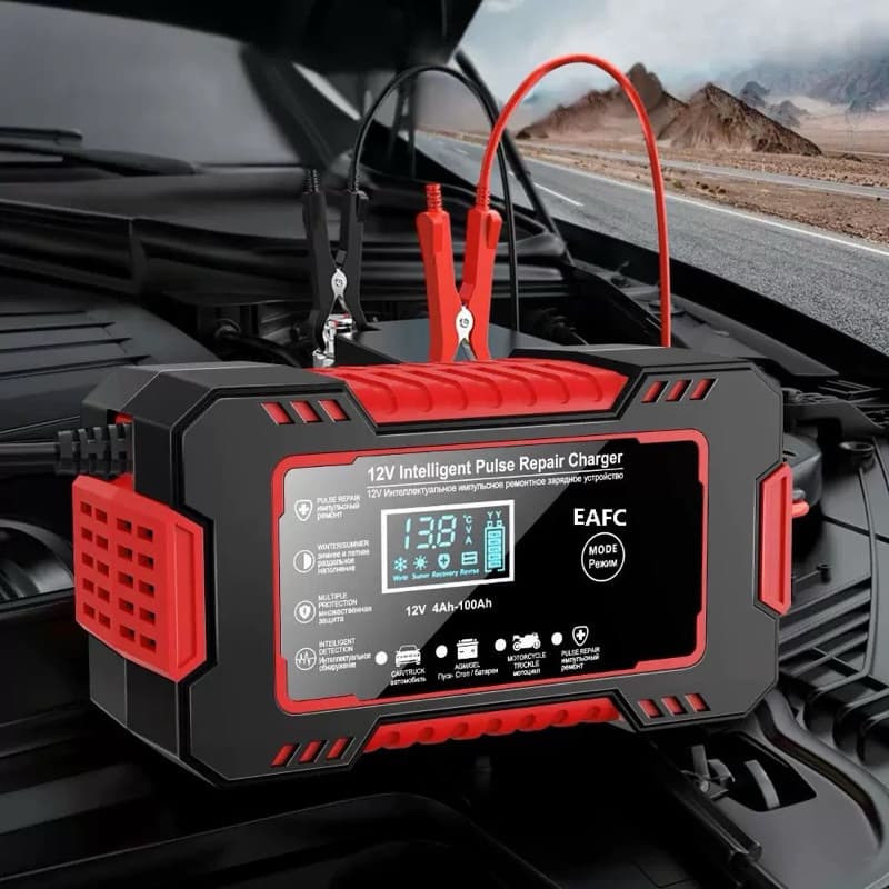 Carregador de Bateria 12V Inteligente Mazzilli – LCD, 15AH a 100AH, Carrega Carro e Moto-