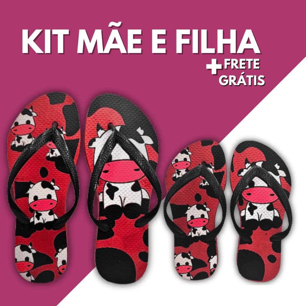 Kit Mãe E Filha Chinelo Sandália Feminino Adulto E Infantil Slim Calçado Vaquinha Mulher Menina Confortável Macio Barato