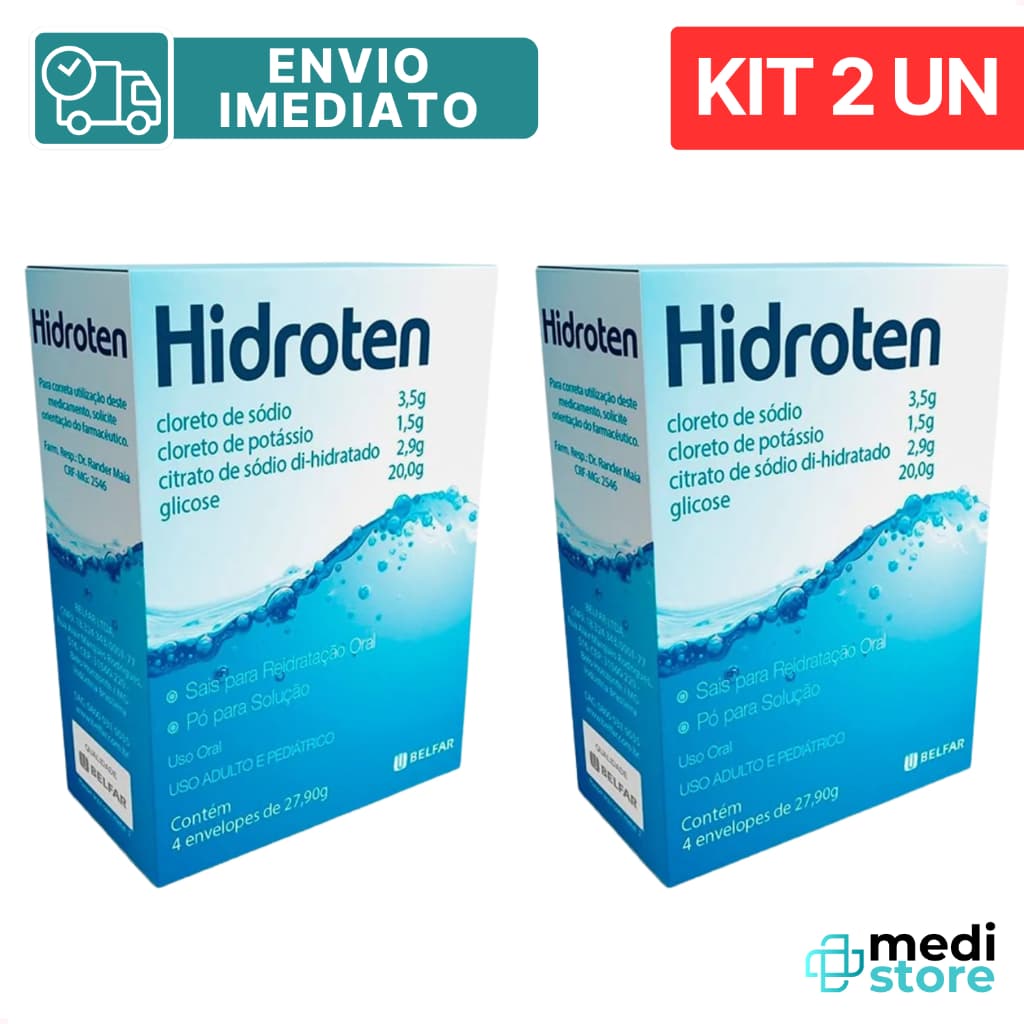 Kit com 2 - Sais Reidratação Oral Hidroten Pó 4 Env. em Cada