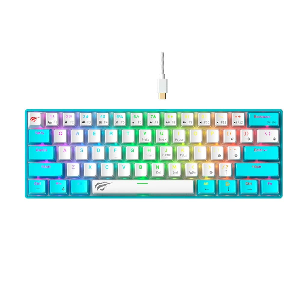 Teclado Gamer Havit KB903L Mecânico Switch Red US Azul