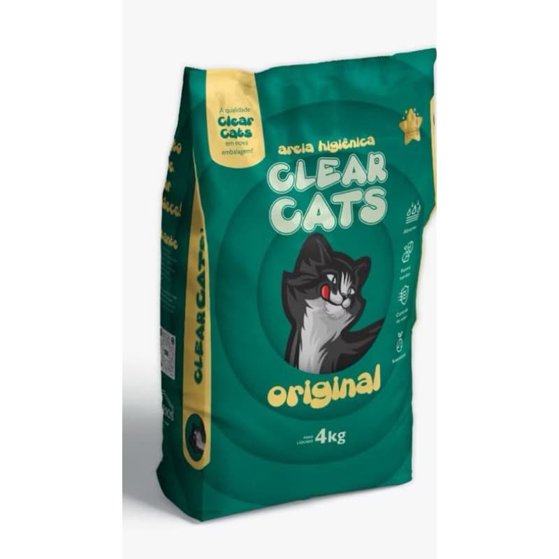 Areia Higiênica Sanitária Grossa para Gatos Clear Cats 4kg