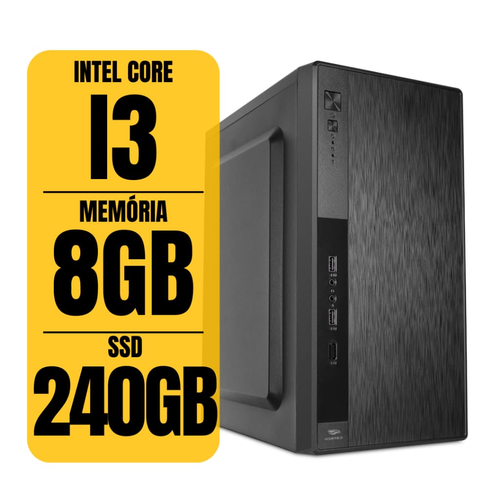 PC Computador CPU Intel Core i3 8GB DDR3 SSD 240GB Fonte 230w Bivolt Windows