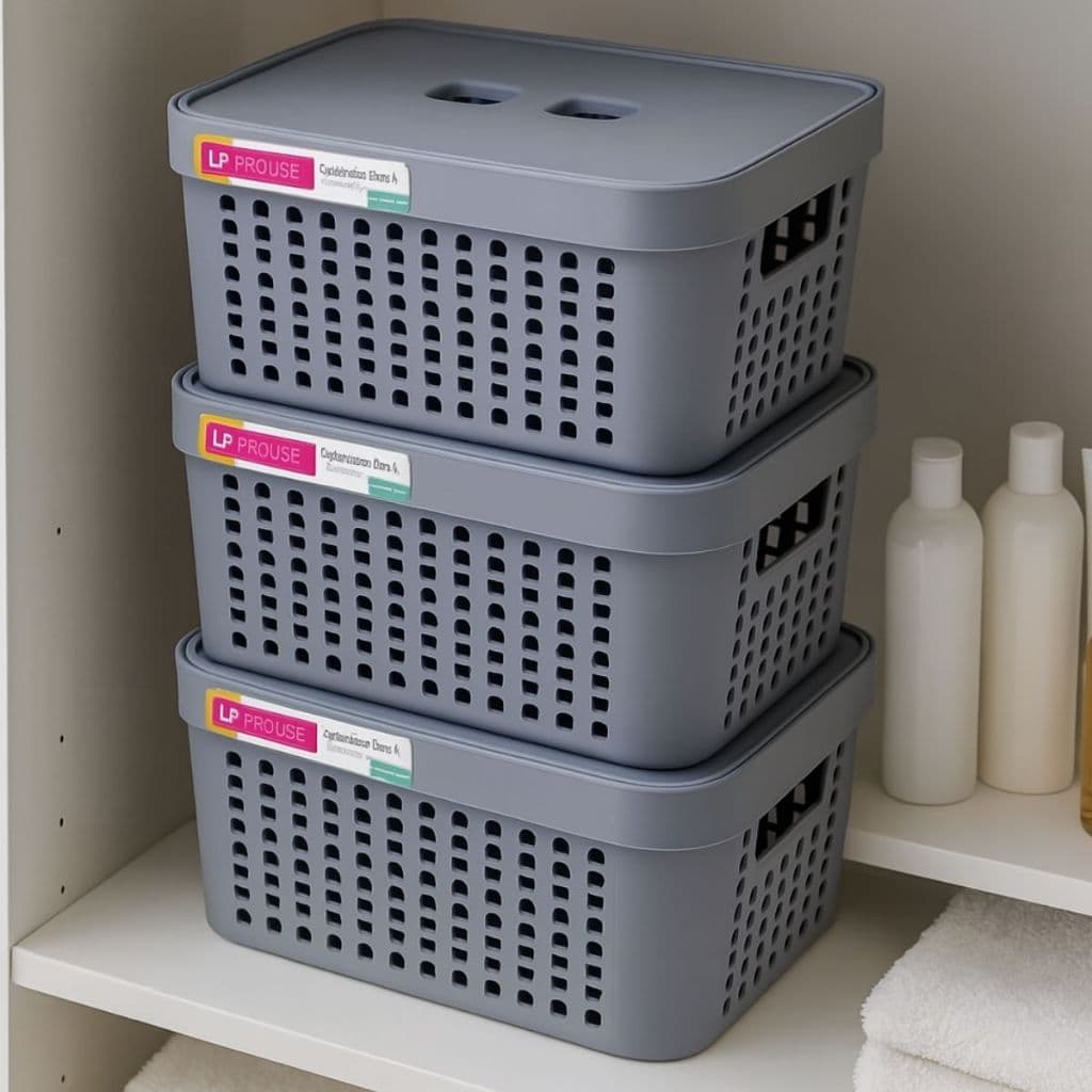 Kit 3 Caixas Organizadoras 2 Litros Tampa Invisível Empilhável  Multiuso Armário Gaveta Closet