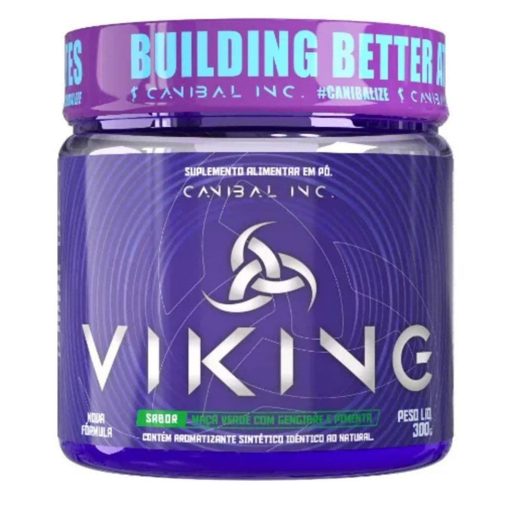 Pré Treino Viking Suplemento Sabor Maça Verde 300g Canibal