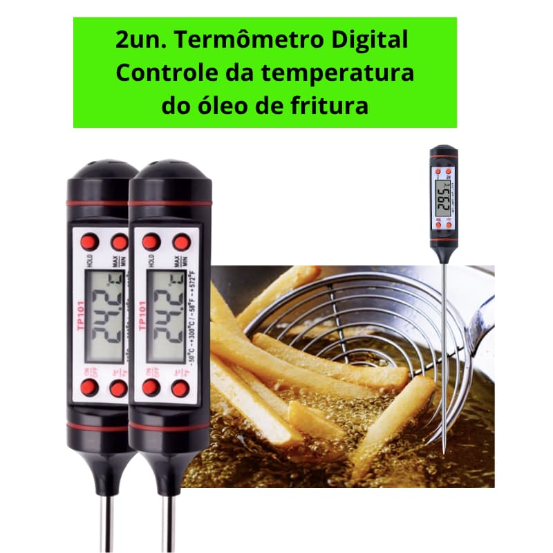 Termômetro Digital Culinária/Cozinha/Alimentos/Medidor Temperatura Fritura/Carnes/Frango/Doces/Chá