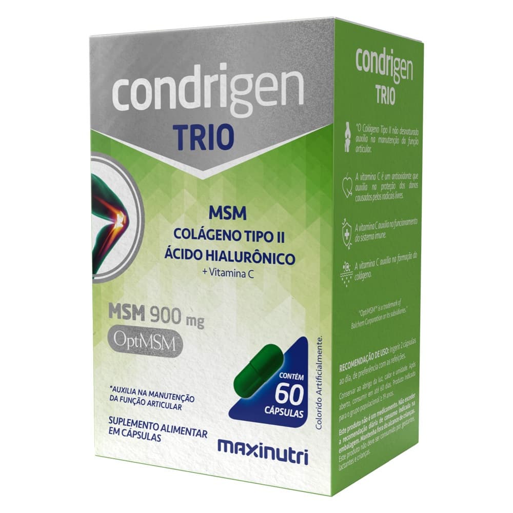 Condrigen Trio MSM Colágeno Tipo 2 HA e Vitamina C 60 Caps