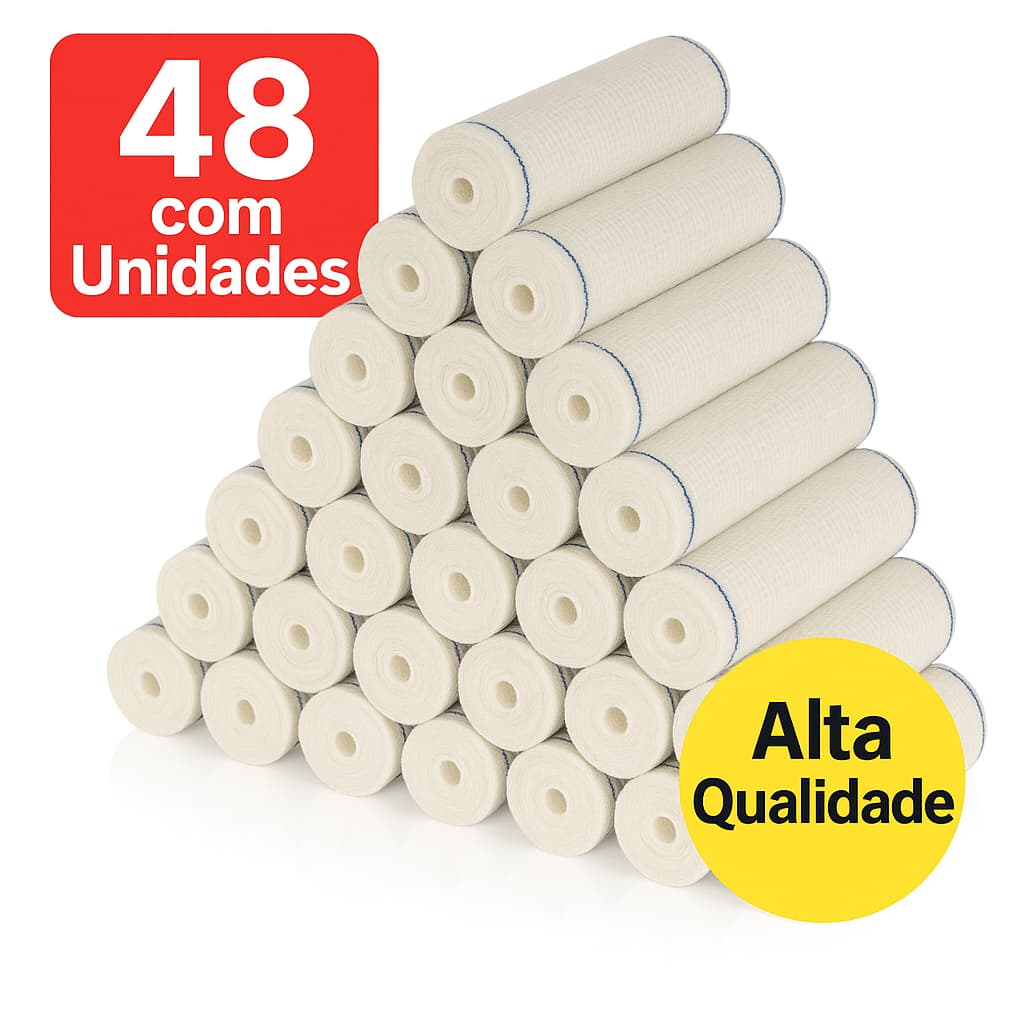 Kit 48 un Faixa Curativo Atadura Crepom Crepe 13 Fios Alta Qualidade Absorção Elasticidade Orthocrem