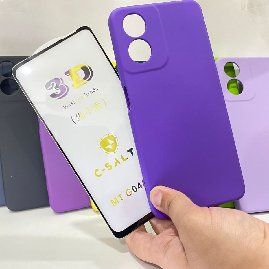 CAPA G04 + Película 3D Kit Motorola Capinha Case Protetora Celular Silicone