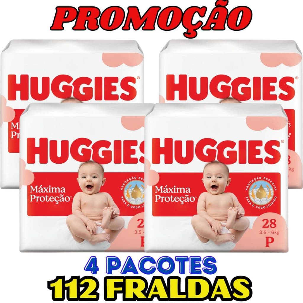 Fralda Huggies  Máxima Proteção 4 Pacotes -  Antiga Supreme Care